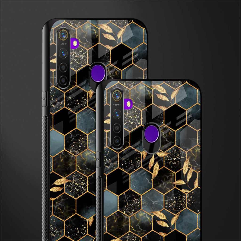 black blue tile marble glass case for realme narzo 10 image-2