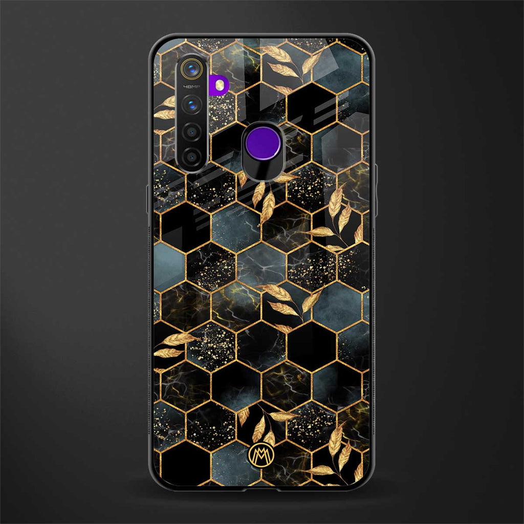 black blue tile marble glass case for realme narzo 10 image