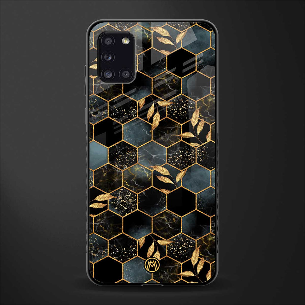 black blue tile marble glass case for samsung galaxy a31 image
