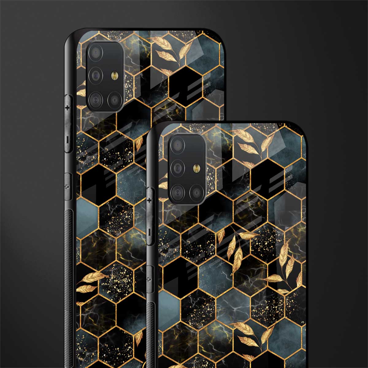 black blue tile marble glass case for samsung galaxy a51 image-2