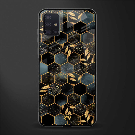 black blue tile marble glass case for samsung galaxy a71 image