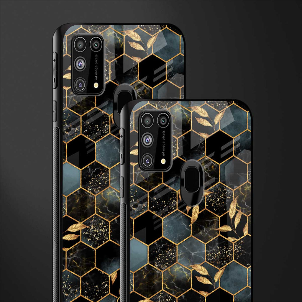 black blue tile marble glass case for samsung galaxy f41 image-2