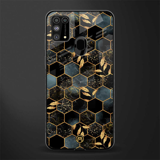 black blue tile marble glass case for samsung galaxy f41 image