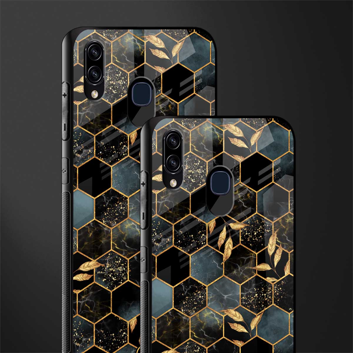 black blue tile marble glass case for samsung galaxy a20 image-2