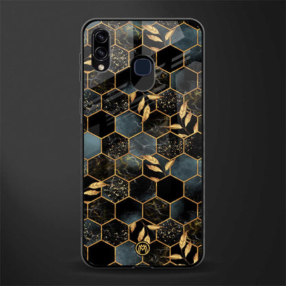 black blue tile marble glass case for samsung galaxy a20 image