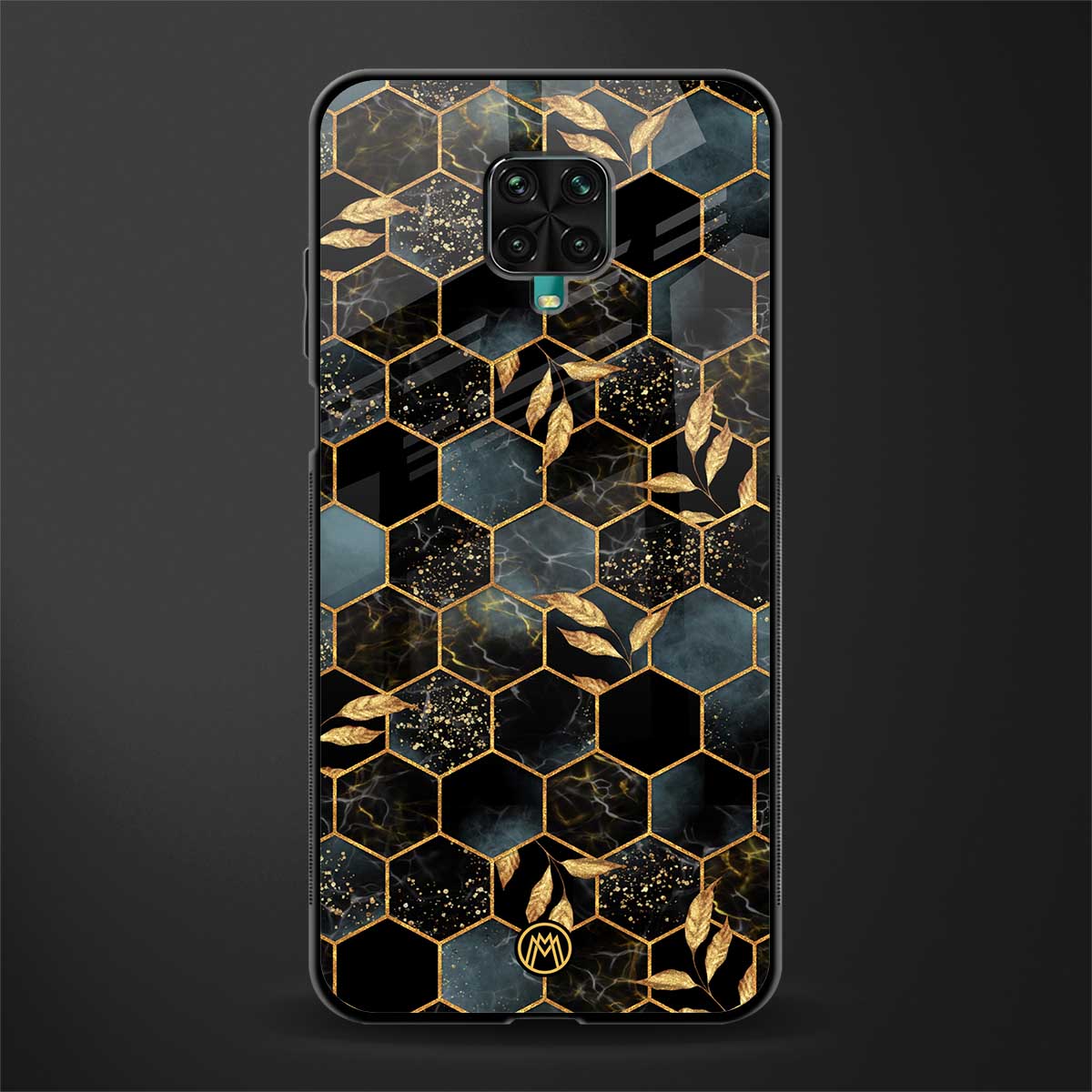 black blue tile marble glass case for poco m2 pro image