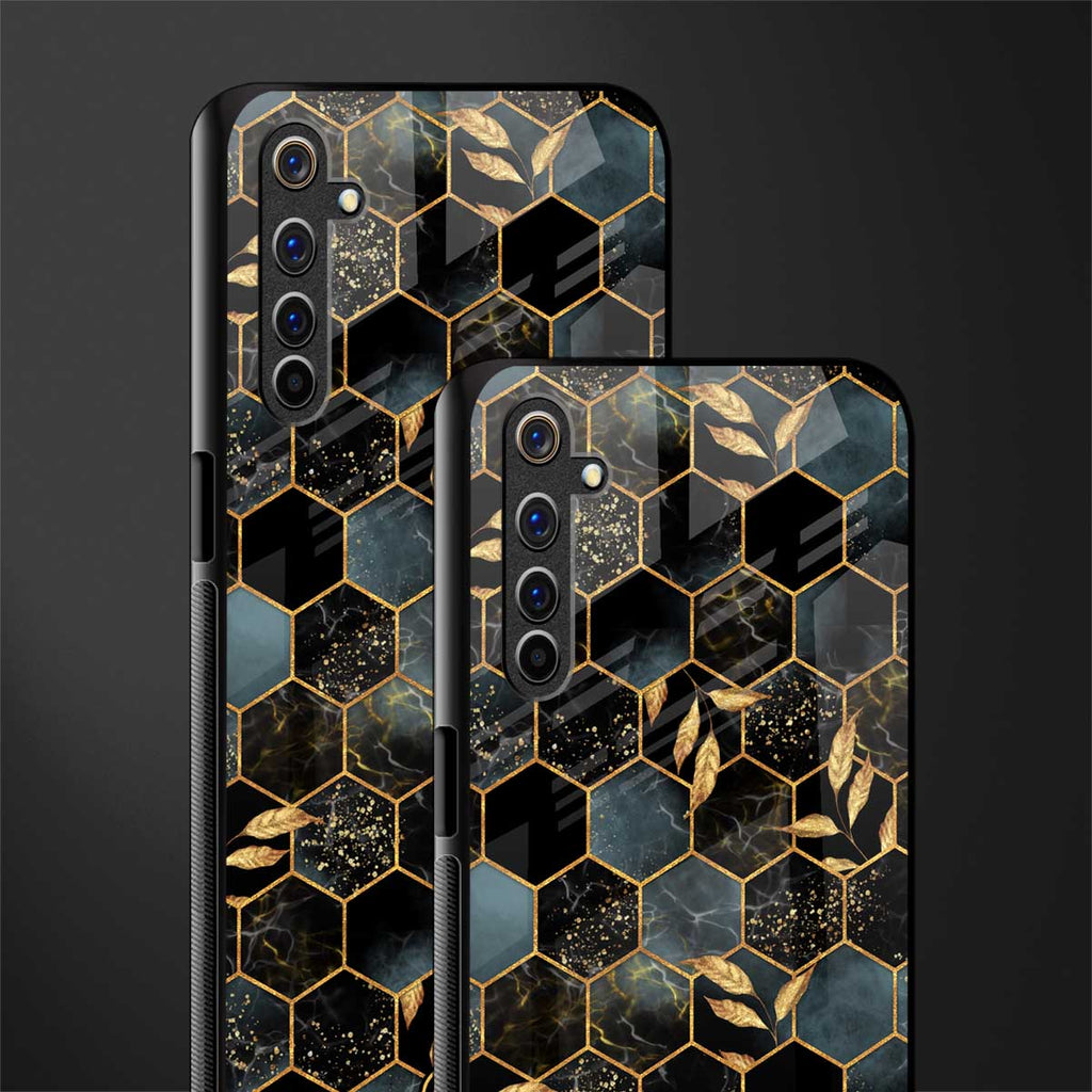 black blue tile marble glass case for realme 6 pro image-2