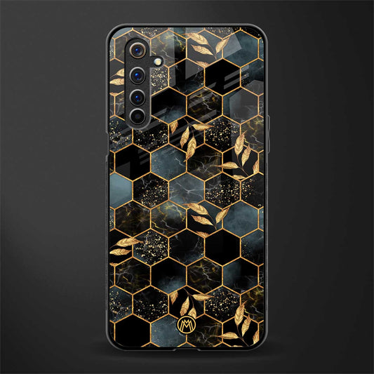 black blue tile marble glass case for realme 6 image