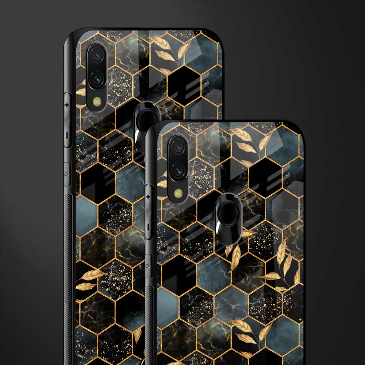black blue tile marble glass case for redmi note 7s image-2