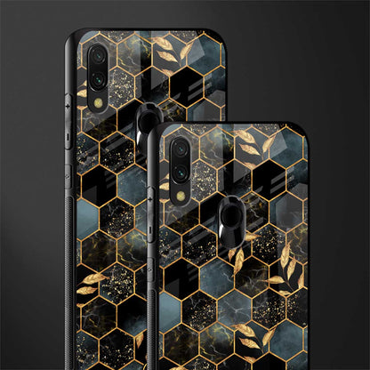 black blue tile marble glass case for redmi note 7 pro image-2