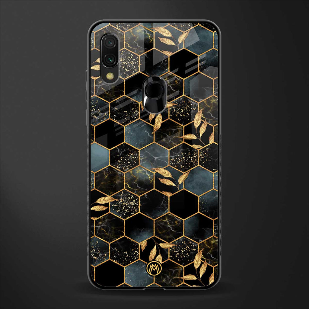 black blue tile marble glass case for redmi note 7 pro image