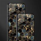 black blue tile marble glass case for redmi 8a image-2