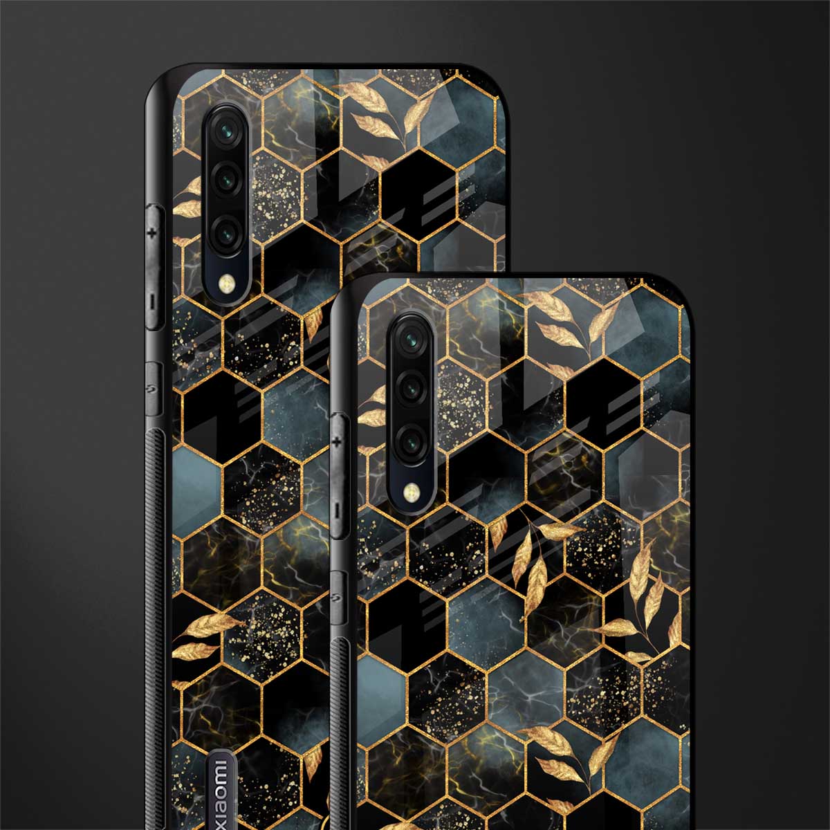 black blue tile marble glass case for mi a3 redmi a3 image-2