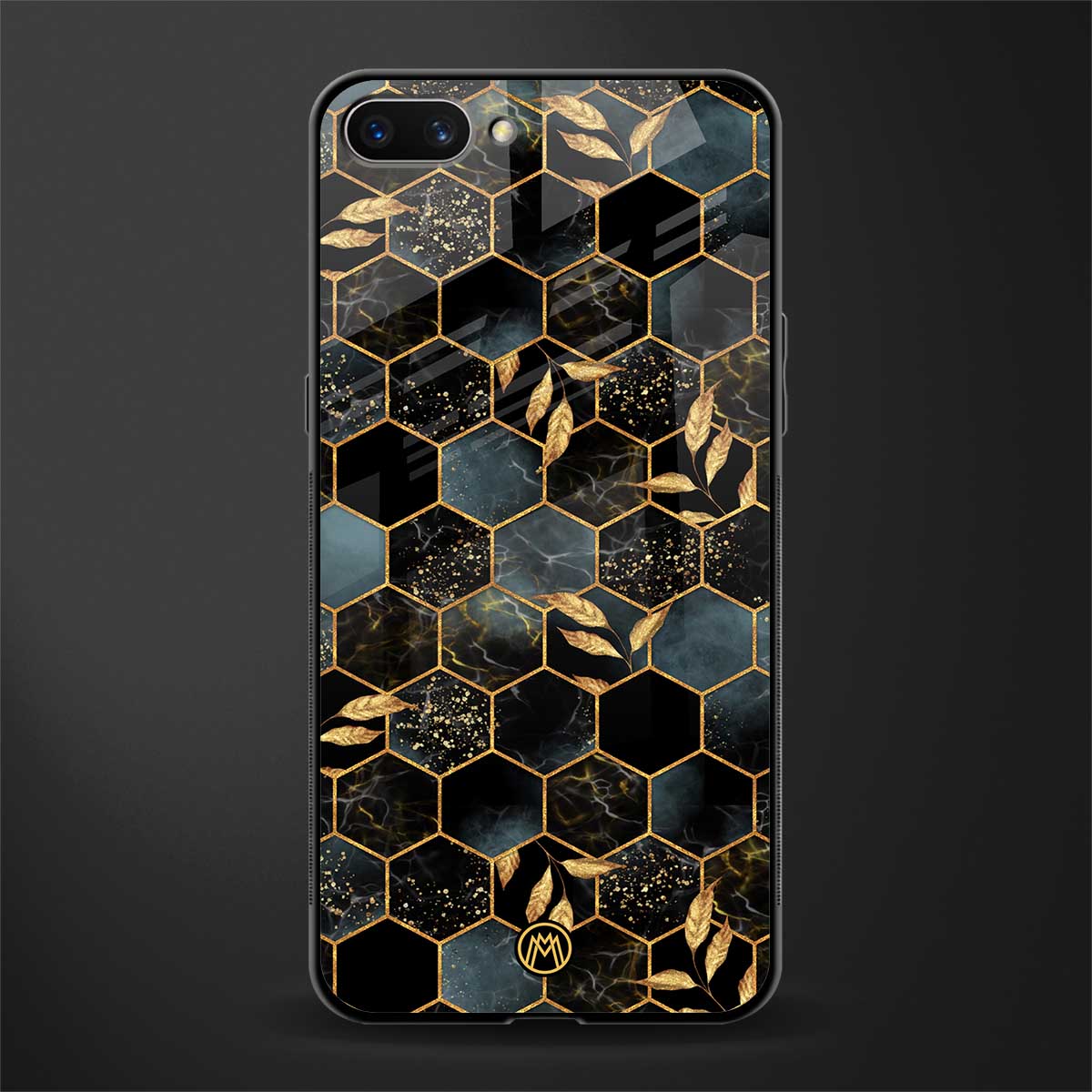 black blue tile marble glass case for realme c1 image
