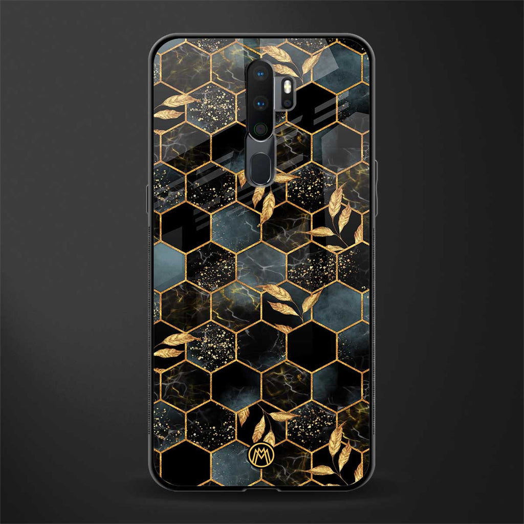 black blue tile marble glass case for oppo a5 2020 image
