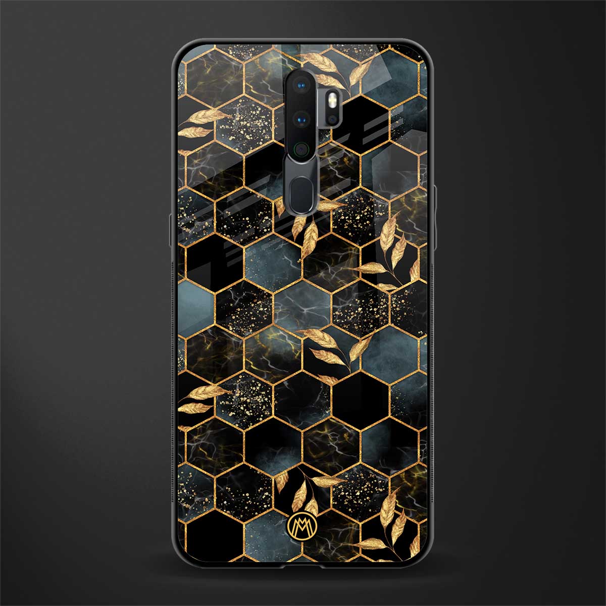 black blue tile marble glass case for oppo a5 2020 image