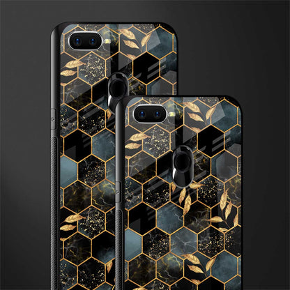 black blue tile marble glass case for oppo a5s image-2