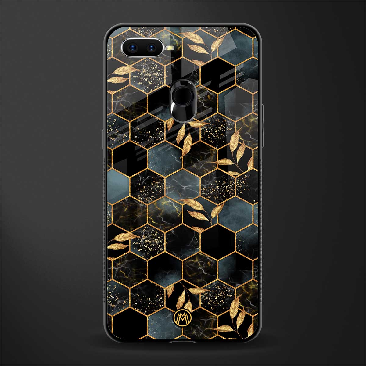 black blue tile marble glass case for oppo a7 image
