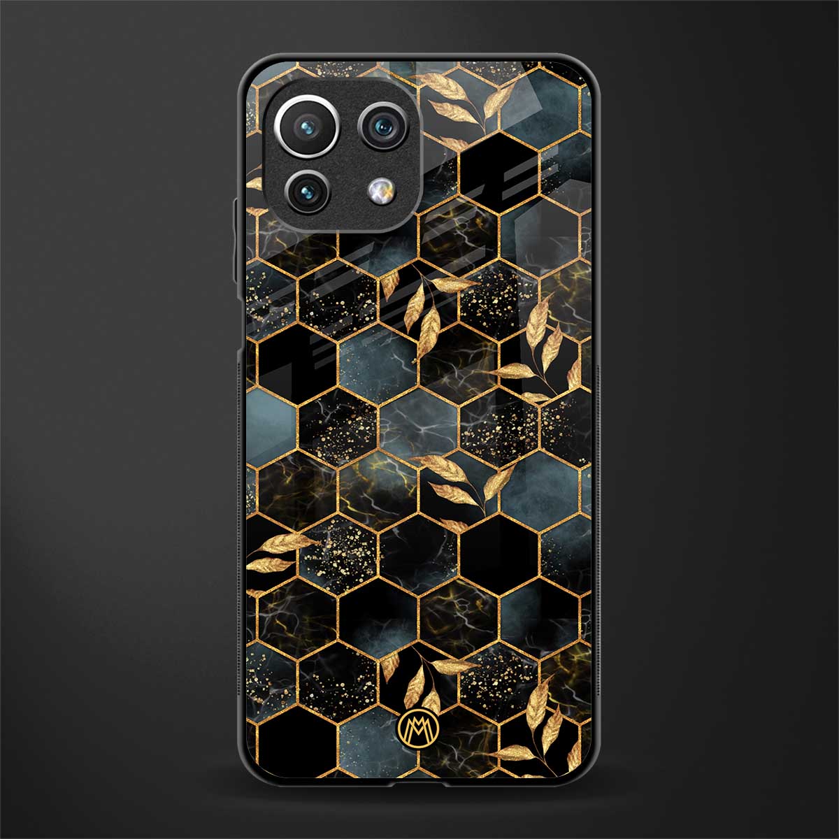 black blue tile marble glass case for mi 11 lite image