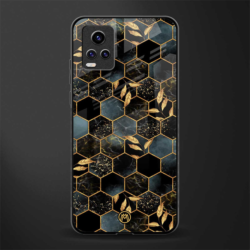 black blue tile marble back phone cover | glass case for vivo y73