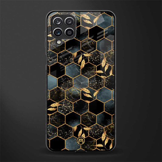 black blue tile marble back phone cover | glass case for samsung galaxy a22 4g