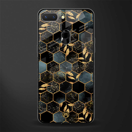 black blue tile marble glass case for oppo a5 image