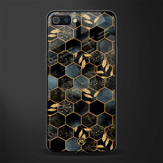 black blue tile marble glass case for realme c2 image