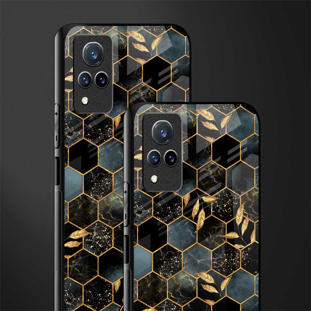 black blue tile marble glass case for vivo v21 5g image-2