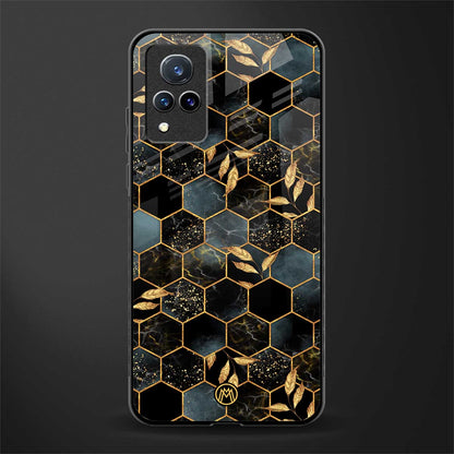 black blue tile marble glass case for vivo v21 5g image