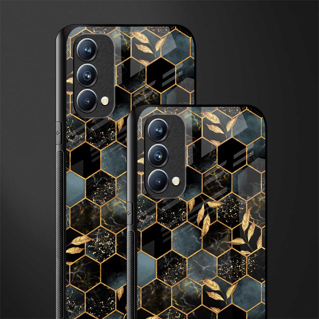 black blue tile marble glass case for oppo f19 image-2