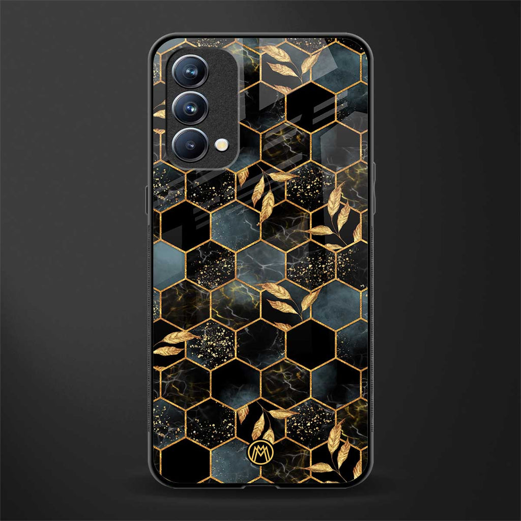black blue tile marble glass case for oppo f19 image