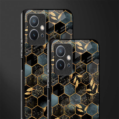 black blue tile marble glass case for vivo y75 5g image-2