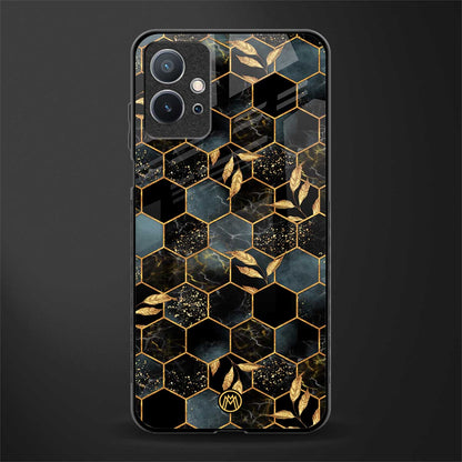 black blue tile marble glass case for vivo y75 5g image