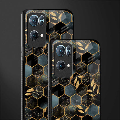 black blue tile marble glass case for oppo reno7 pro 5g image-2