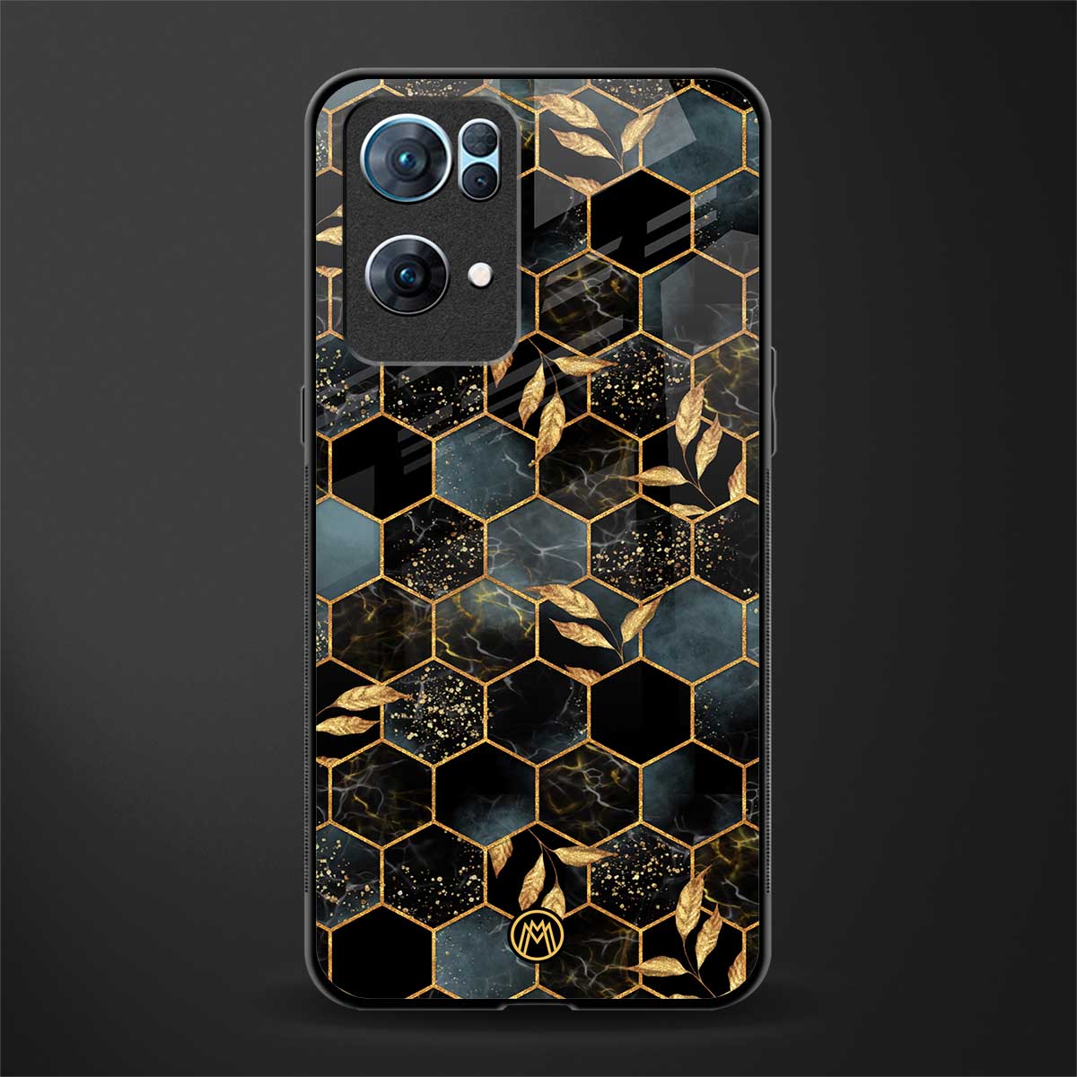 black blue tile marble glass case for oppo reno7 pro 5g image