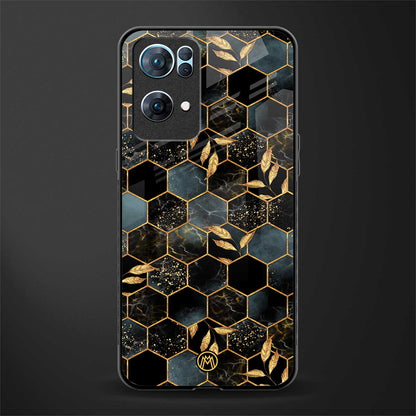 black blue tile marble glass case for oppo reno7 pro 5g image