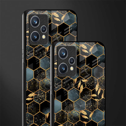 black blue tile marble glass case for realme 9 4g image-2