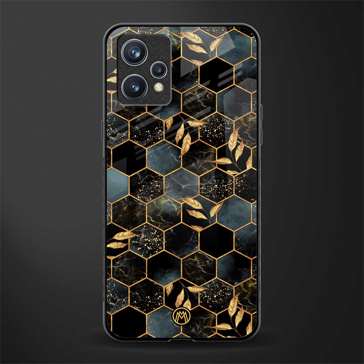 black blue tile marble glass case for realme 9 4g image