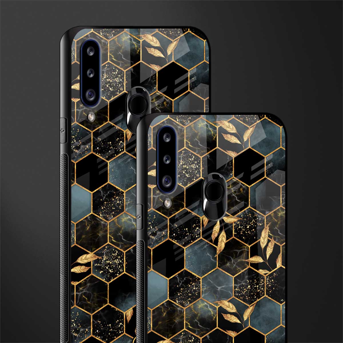 black blue tile marble glass case for samsung galaxy a20s image-2