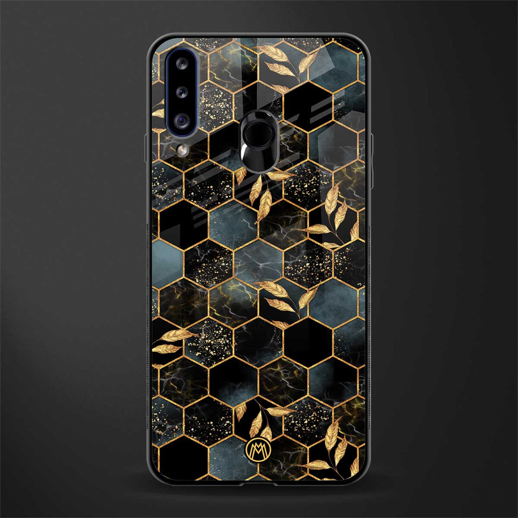 black blue tile marble glass case for samsung galaxy a20s image