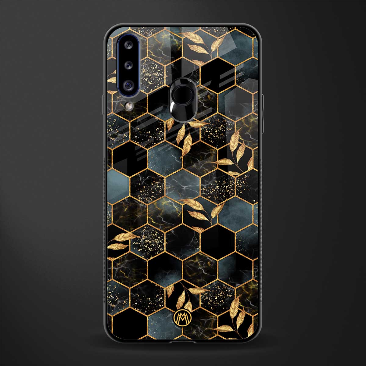 black blue tile marble glass case for samsung galaxy a20s image