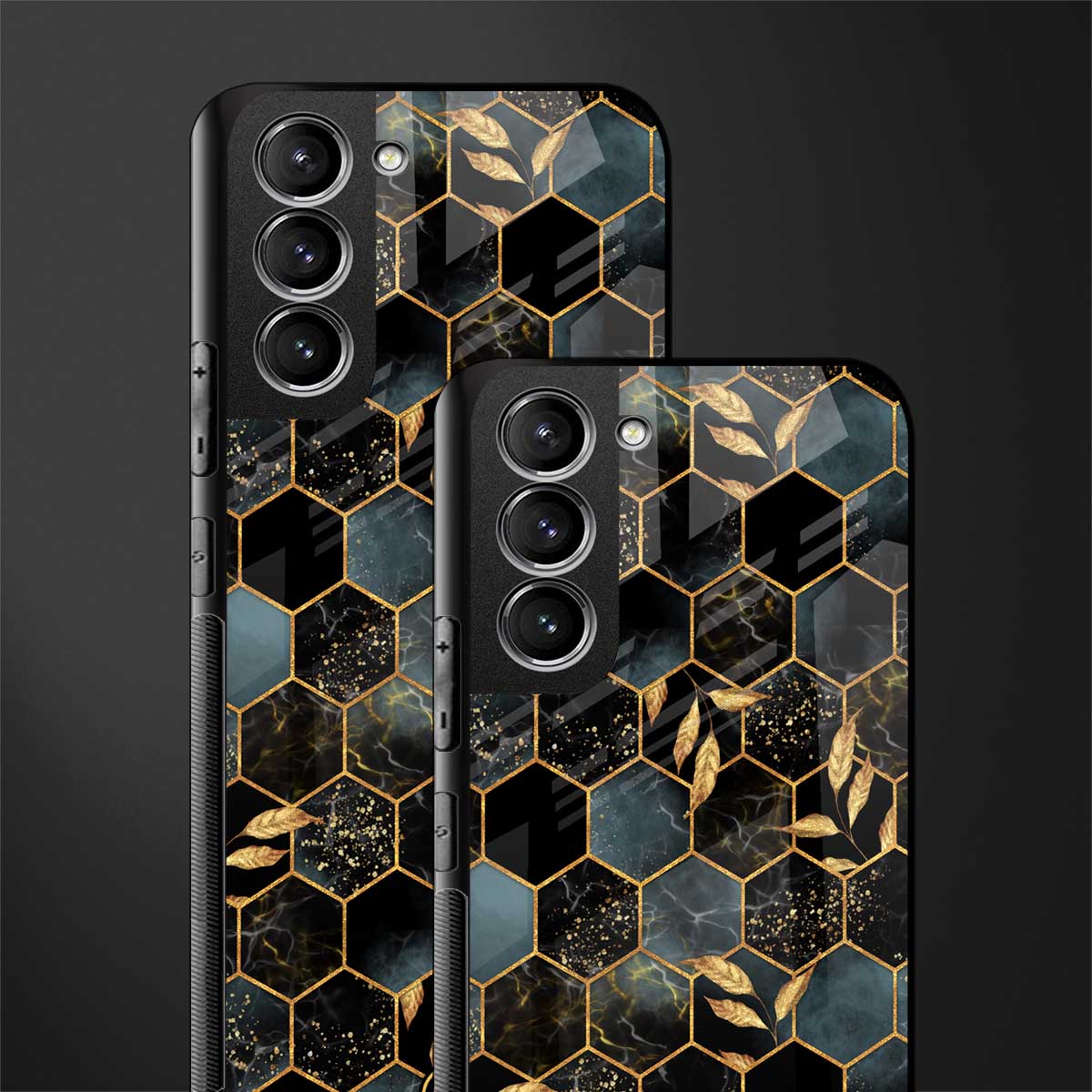 black blue tile marble glass case for samsung galaxy s21 image-2