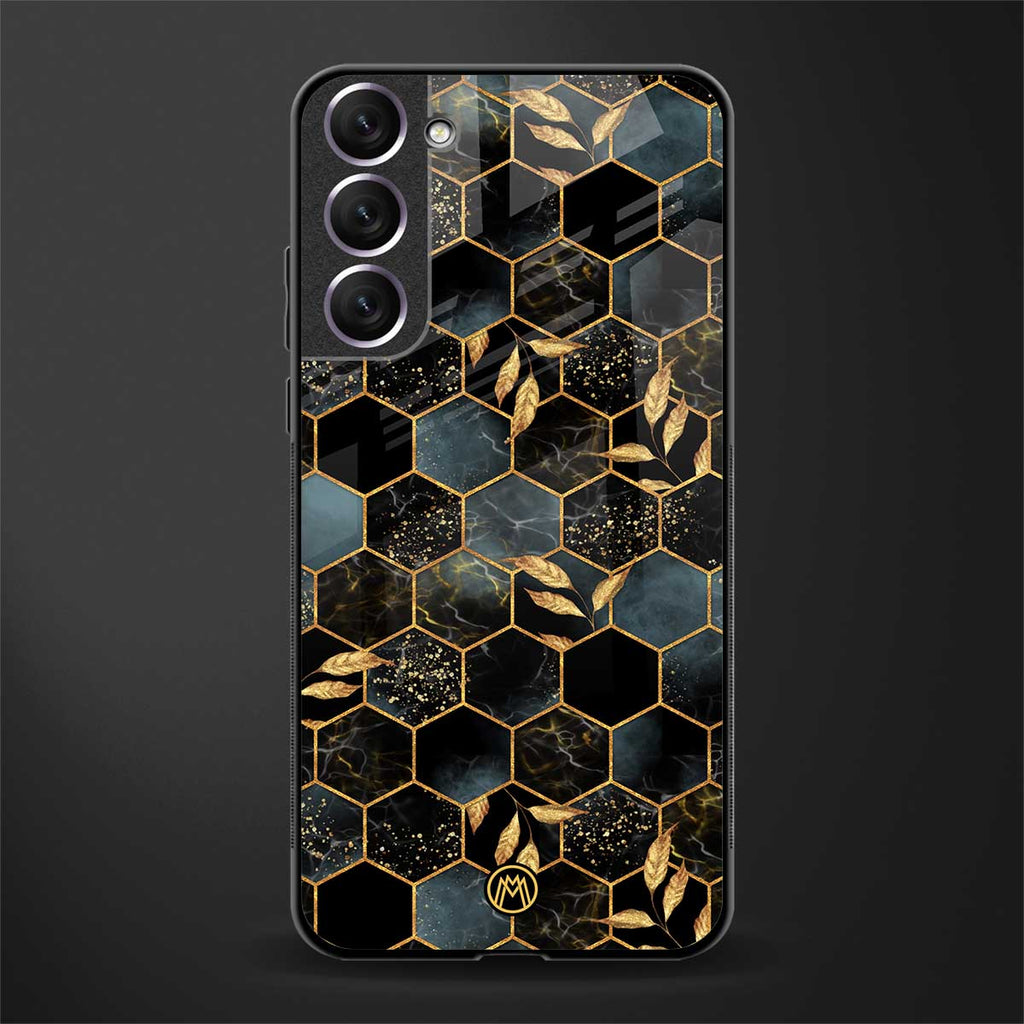 black blue tile marble glass case for samsung galaxy s21 image