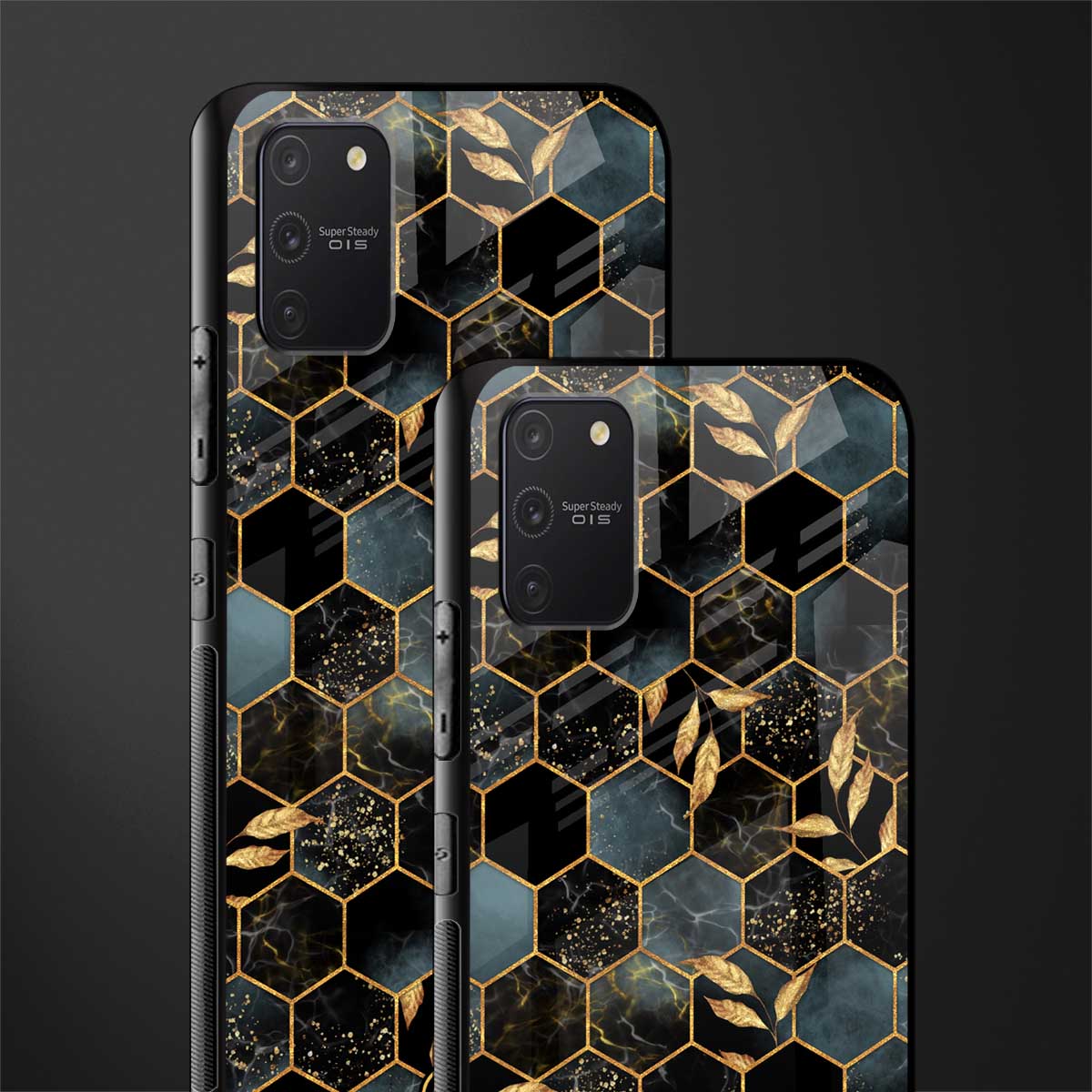 black blue tile marble glass case for samsung galaxy a91 image-2