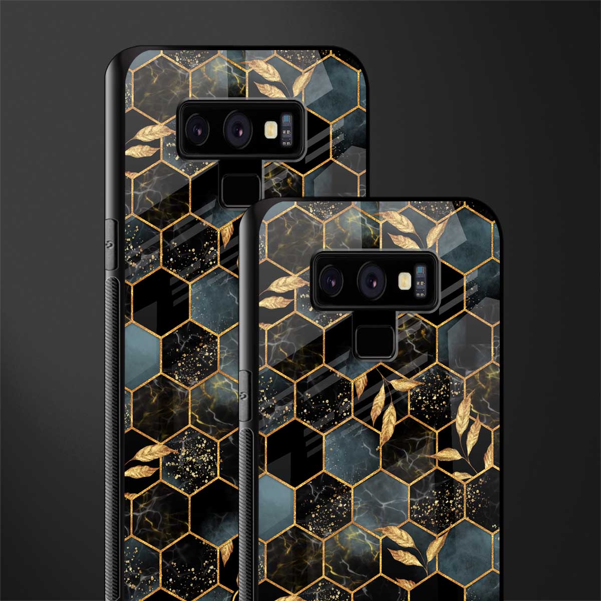 black blue tile marble glass case for samsung galaxy note 9 image-2