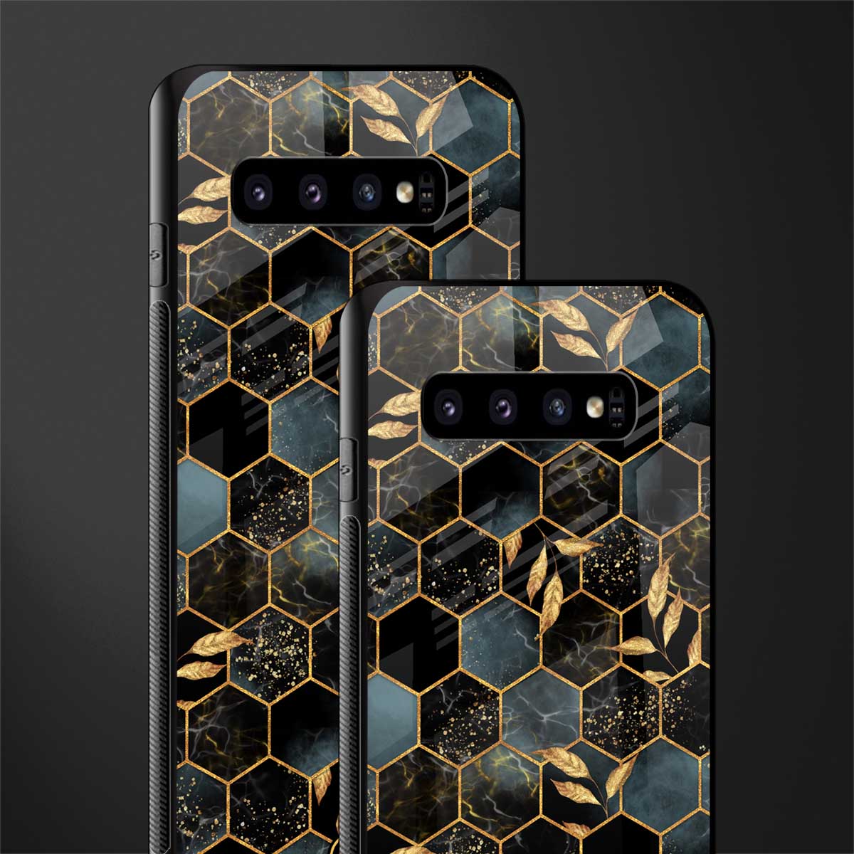 black blue tile marble glass case for samsung galaxy s10 plus image-2