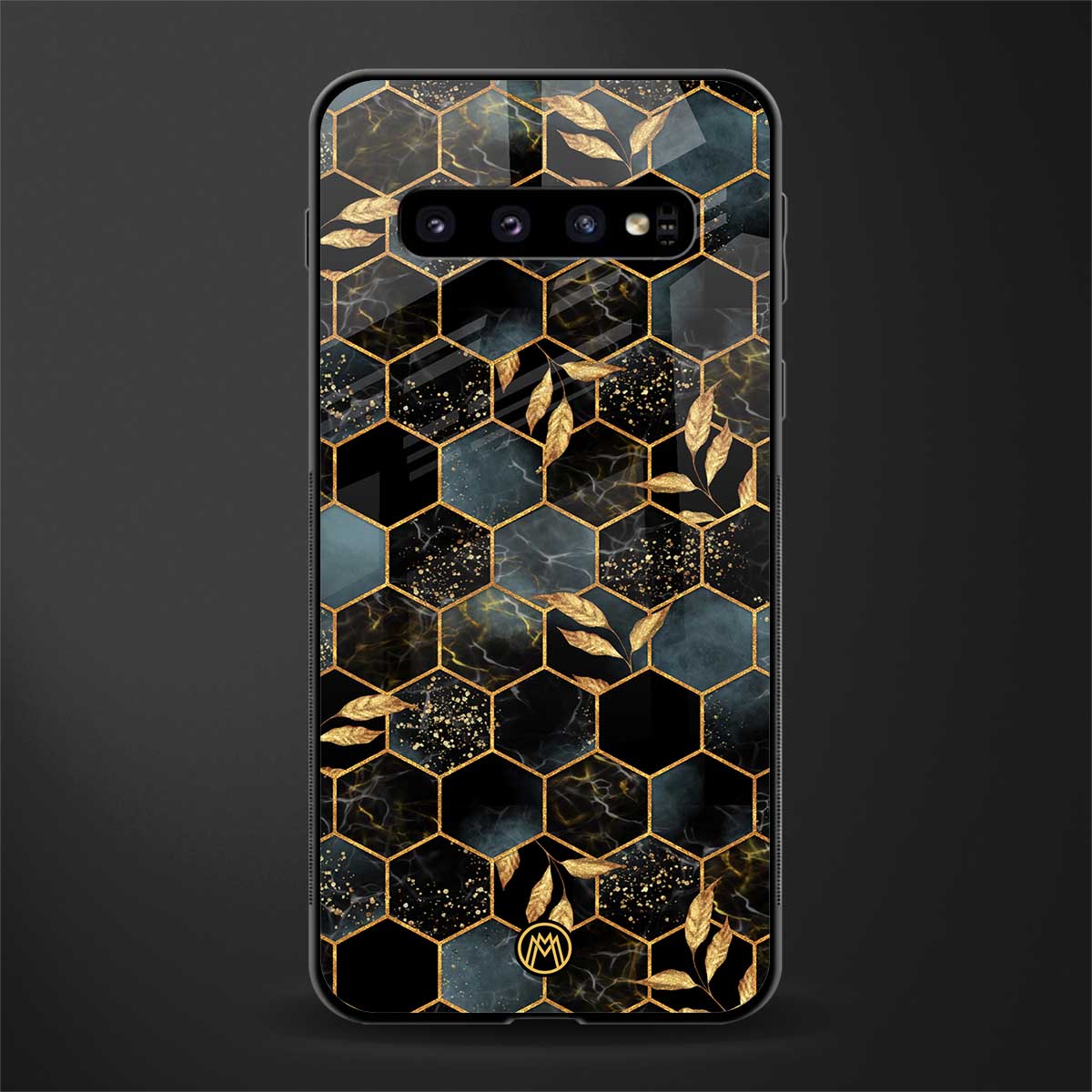 black blue tile marble glass case for samsung galaxy s10 image