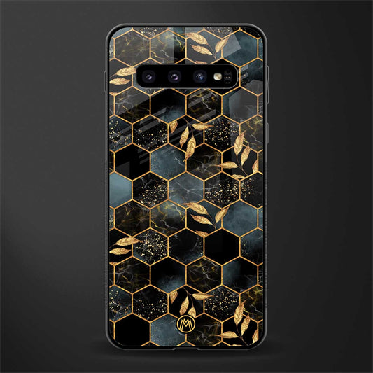 black blue tile marble glass case for samsung galaxy s10 plus image