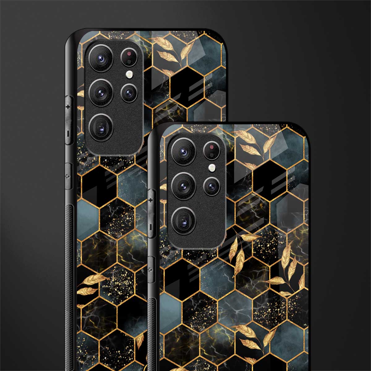 black blue tile marble glass case for samsung galaxy s22 ultra 5g image-2