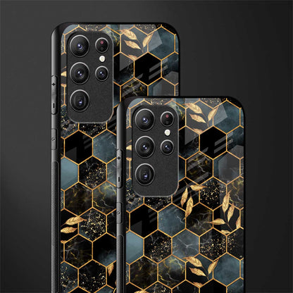 black blue tile marble glass case for samsung galaxy s22 ultra 5g image-2